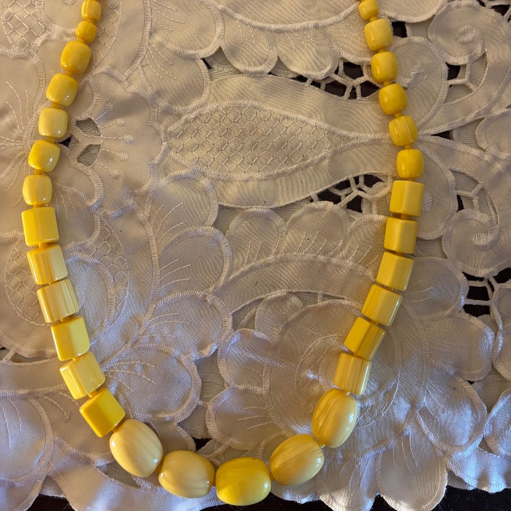 Oval Shaped Hard Plastic Necklace - 12 inches long